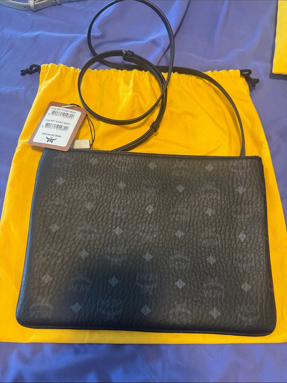 MCM Black Monogram Pebbled Leather Crossbody Pouch